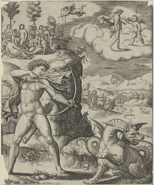 Apollo Slaying Python, plate one from The History of Apollo and Daphne